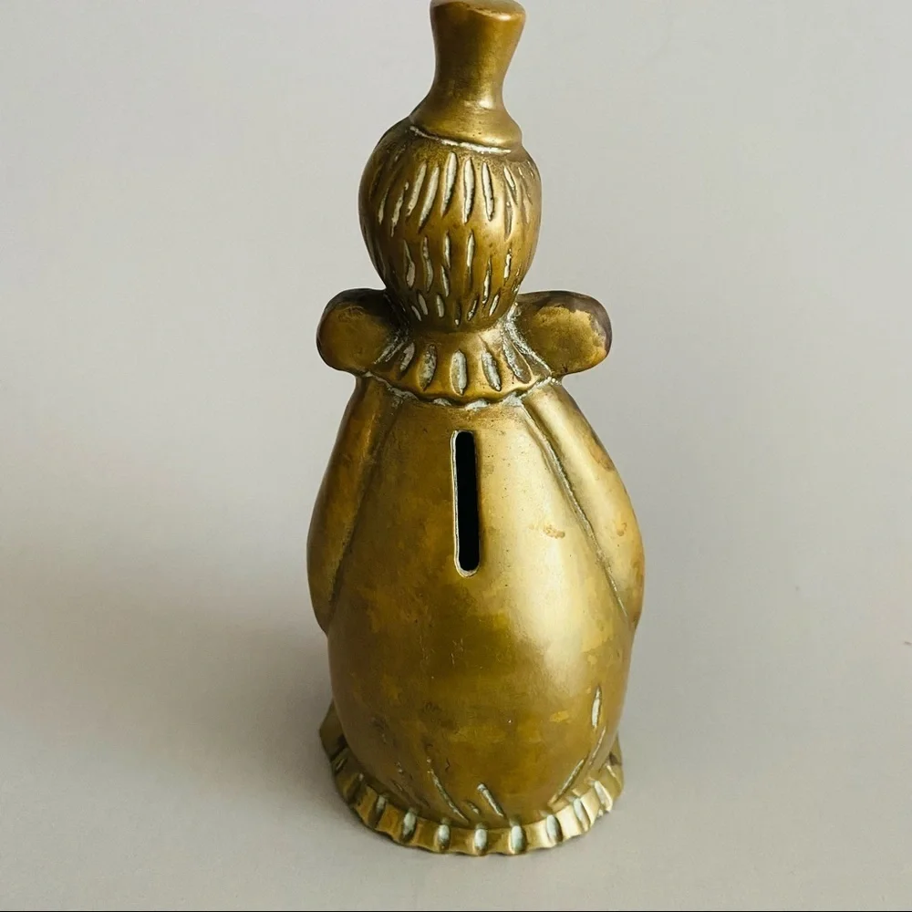 Vintage Brass Clown Piggy Bank.